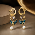 Golden Blue White Earings