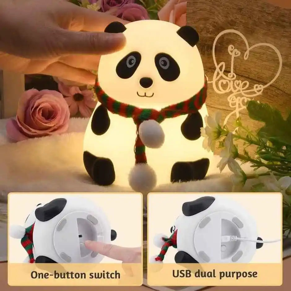 Cute Panda Night Lamp for Bedroom Rechargable for Kids