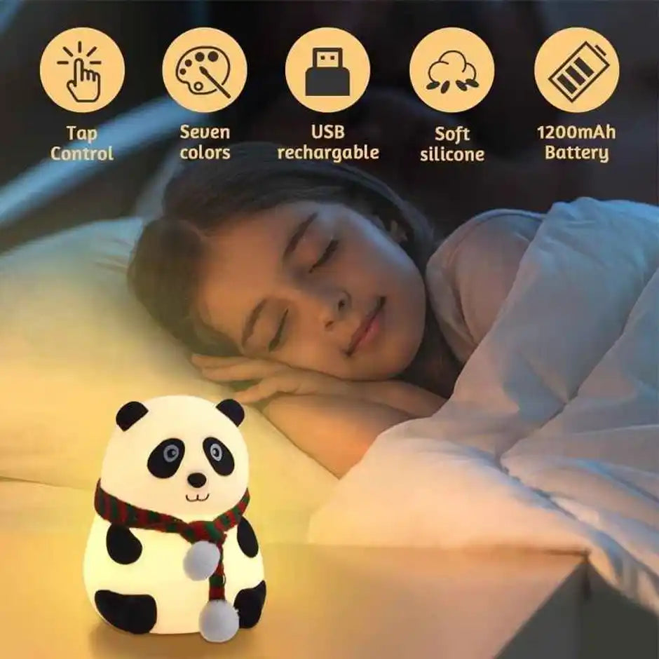 Cute Panda Night Lamp for Bedroom Rechargable for Kids