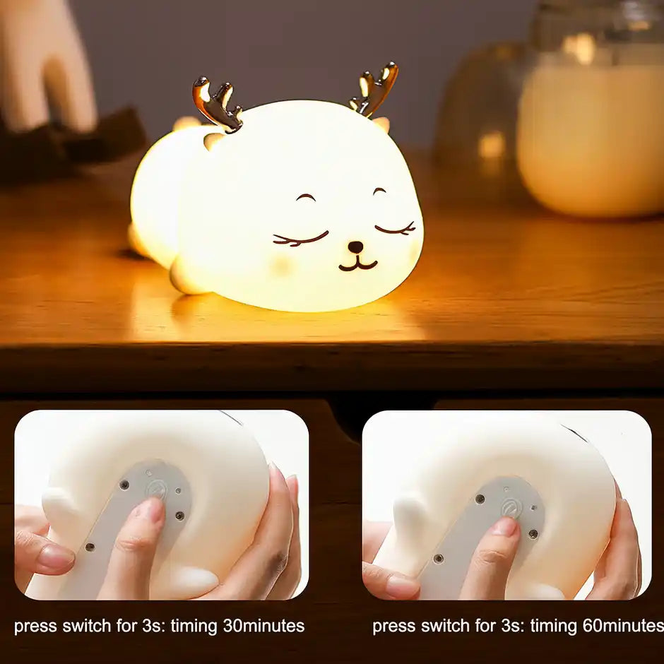 Lovely Fawn Deer Silicone Rechargeable 5 W Night Lamp