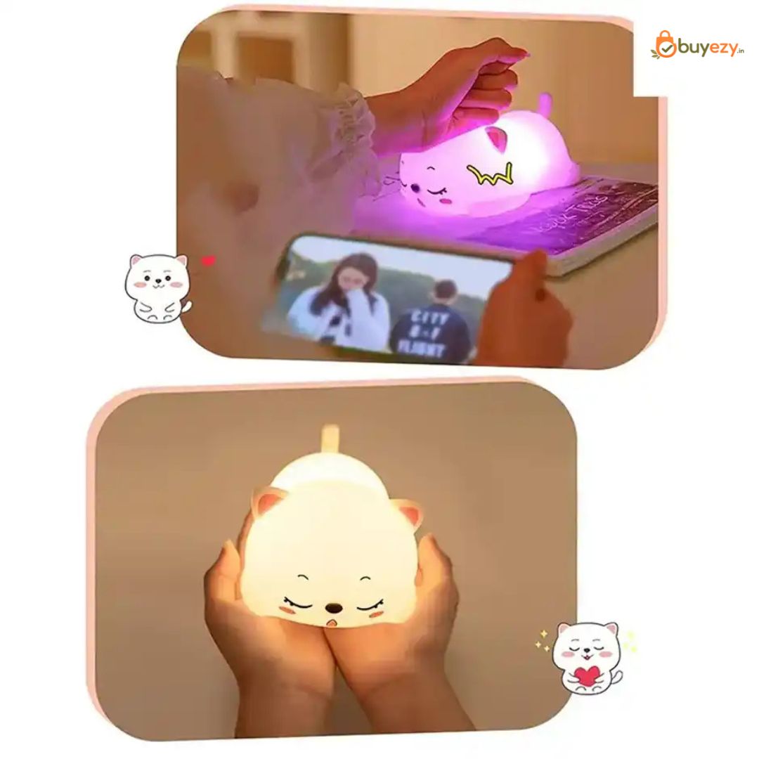 Rechargeable Cat Silicon Led Lamp Color Changing Gifting Home Decor