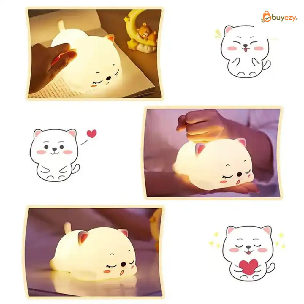Rechargeable Cat Silicon Led Lamp Color Changing Gifting Home Decor