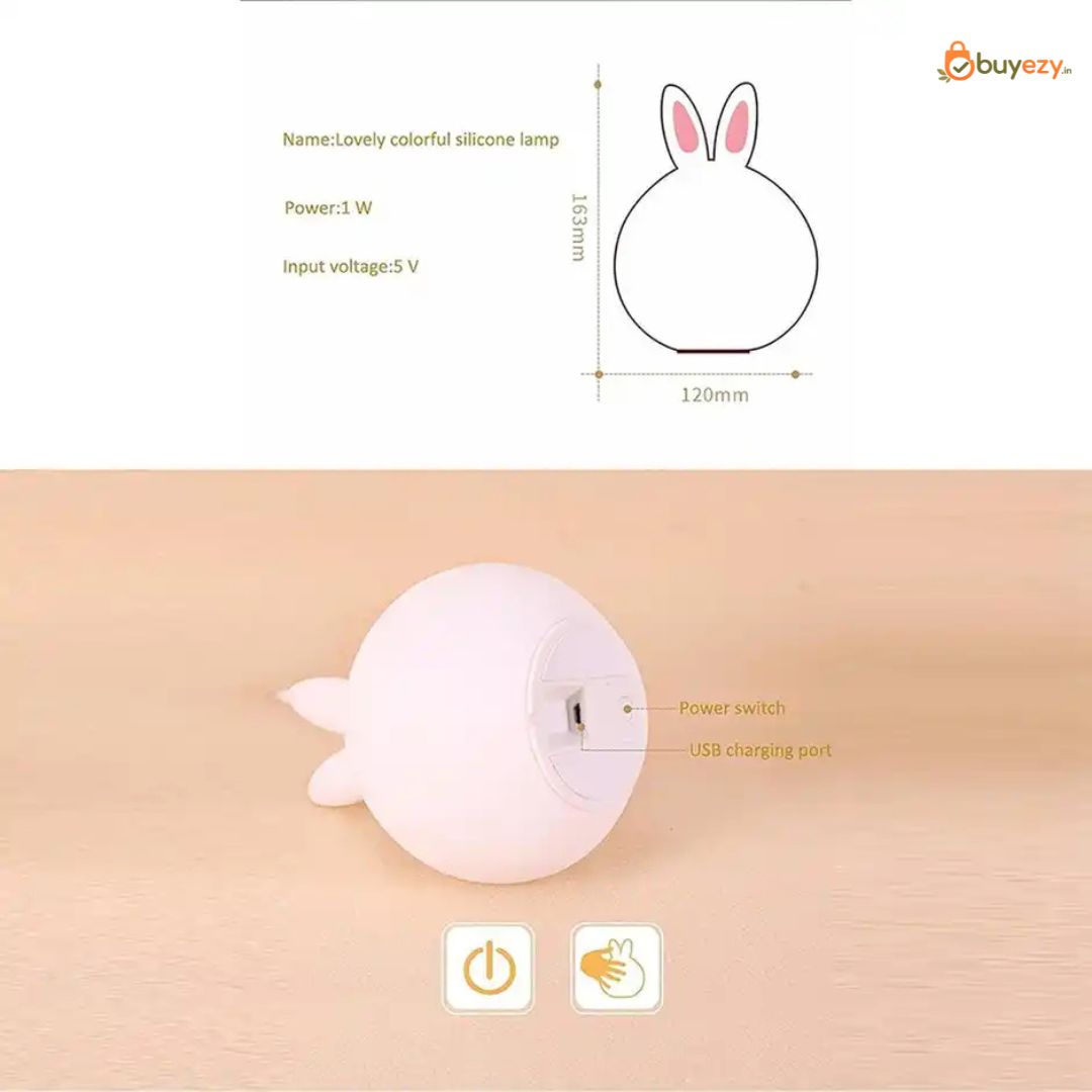 Rechargeable Cute Little Rabbit Silicon Led Lamp